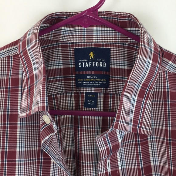 Stafford Travel Easy-Care Broadcloth Fitted Shirt - Picture 4 of 8